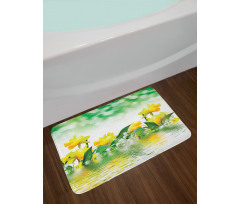 Daffodil Garden Art on Water Bath Mat