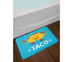 Dancing Funny Taco Cartoon Bath Mat