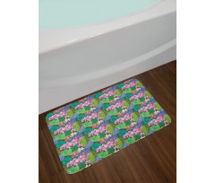 Colorful Aloha Island Motif Bath Mat