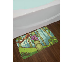 Colorful Jungle Cartoon Bath Mat