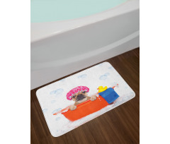 Dog Having a Bath Tub Bath Mat