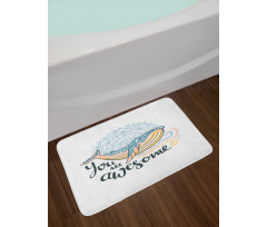 Whale Waves Pastel Bath Mat