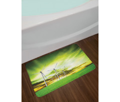 Wing Turbines Green Sky Bath Mat