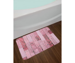 Pink Toned Rustic Planks Bath Mat