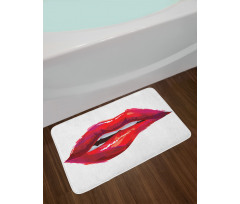 Woman Biting Lips Bath Mat