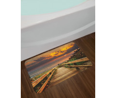 Wooden Pier Sunset Beach Bath Mat