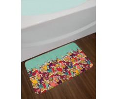 Youthful Polka Dotted Tshirts Bath Mat