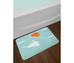 Flying Rabbit Balloons Sky Bath Mat