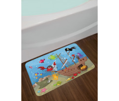 Ship Underwater Animals Bath Mat