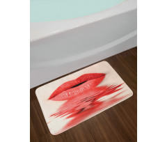 Female Blowing Kisses Bath Mat