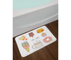 Cats Cafe Food Shapes Bath Mat