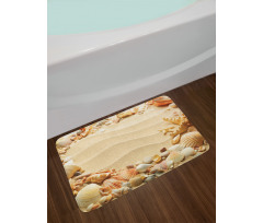 Blurry Ocean Seashells Sandy Bath Mat