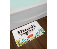 Heart Flowers and Leaves Bath Mat