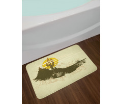 Dramatic Saguaro and Sun Bath Mat