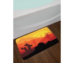 Western Cactus Silhouettes Bath Mat