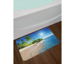 Suuny Ocean Palm Trees Bath Mat