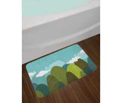 Doodle Trees and Clouds Bath Mat