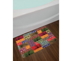 Colorful Pine Squares Art Bath Mat