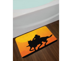 Silhouette of a Lone Rider Bath Mat