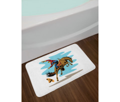 Cowboy Falling off His Horse Bath Mat