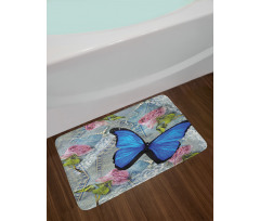 Roses Pearls and Butterly Bath Mat