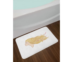 Young Lady with Hair Beads Bath Mat