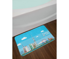 Cartoon Japan Sightseeing Bath Mat