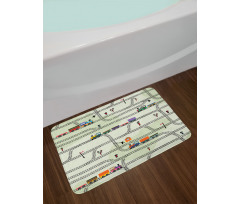 Roads Trains Locomotives Bath Mat