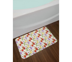 Colorful Watercolor Cocktails Bath Mat