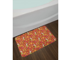 Hawaiian Luau Party Aloha Girls Bath Mat