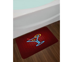 Cocktail Glass over Brick Wall Bath Mat