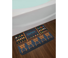 Bar Chairs Cocktail Bottles Bath Mat