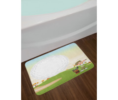 Little Boy Hitting the Ball Bath Mat