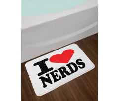 I Love Nerds Words with Heart Bath Mat