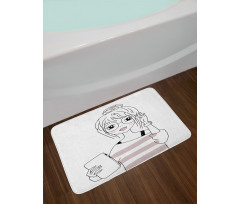 Sketchy Hipster Girl Tablet Bath Mat