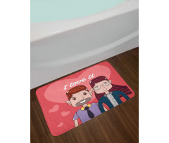 Cartoon Style Valentine's Day Bath Mat