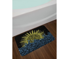 Wavy Ocean Summer Sky Motif Bath Mat