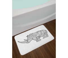 Animal Sketch with Flowers Bath Mat