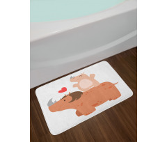 Mother and Calf with Heart Bath Mat