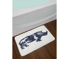 Woman and Animal Motifs Spots Bath Mat