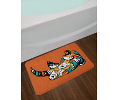 Colorful Animal Portrait Boho Bath Mat