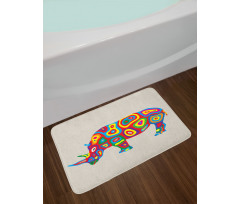 Rainbow Colored Motifs Animal Bath Mat