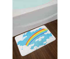 Clouds on Blue Swirl Lines Bath Mat