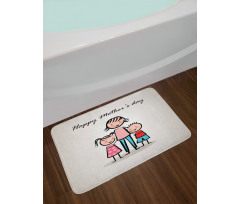 Cartoon Son and Daughter Bath Mat