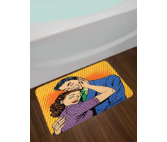 Loving Husband Wife Hugging Bath Mat