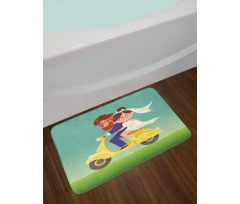 Happy Newlyweds on a Scooter Bath Mat