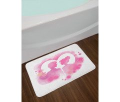 Valentine Lovers on a Heart Bath Mat