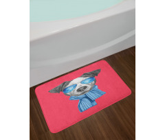 Hipster Dog Glasses Bath Mat