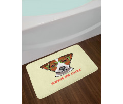 Dog in Smart Glasses Bath Mat