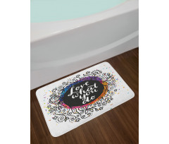 Inspirational Flowers Dots Bath Mat